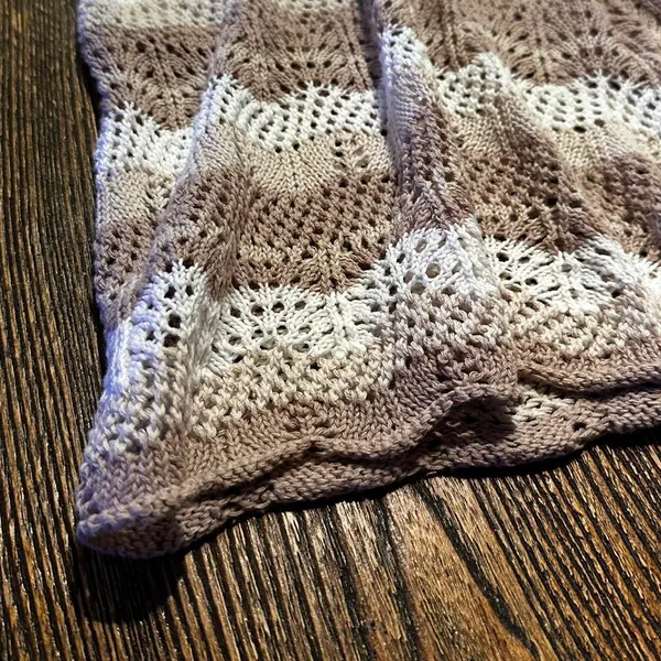Princess Polly Leah Crochet Shorts Brown and White Stripes Size 8 - Image 4