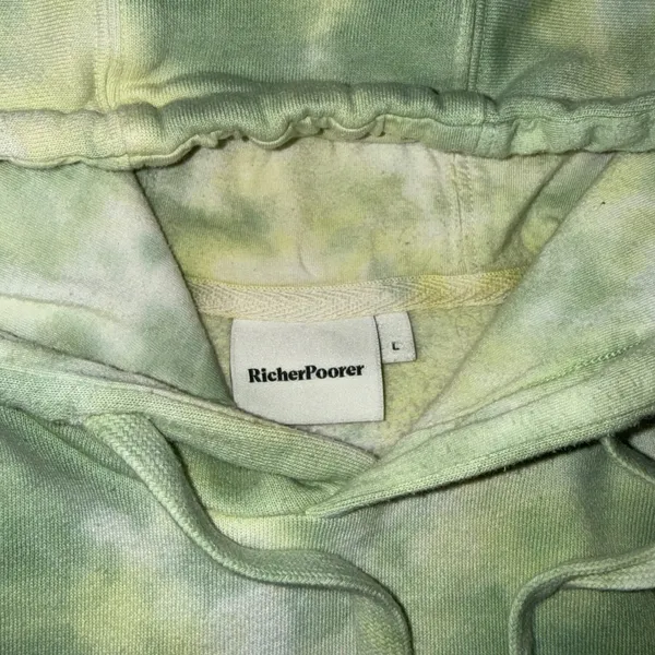 Richer‎ Poorer Hoodie Womens Large Green Tie Dye Excellent Fleece Pullover - Image 2