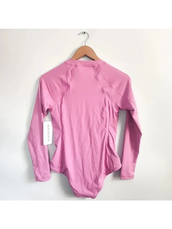 New Athleta M Shield One Rashguard One Piece Swimsuit Peonies Pink Medium Reg - Image 6