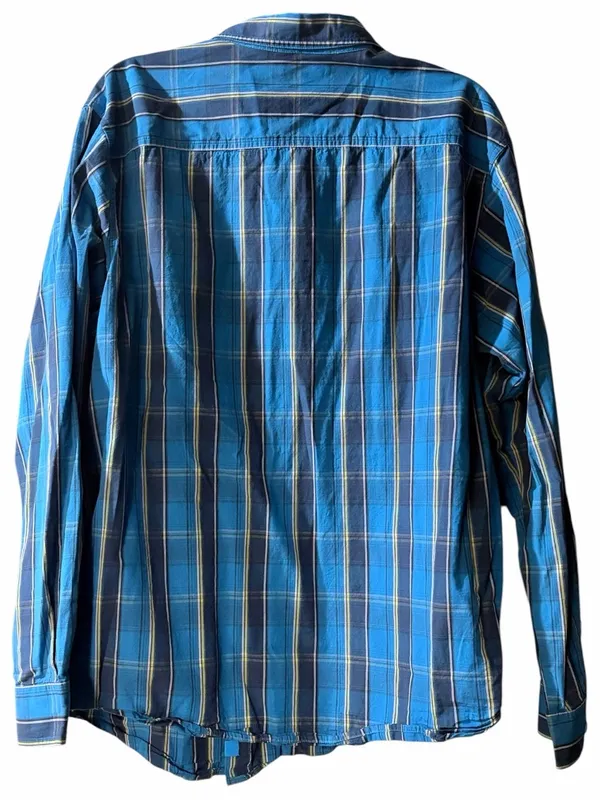 Columbia Men’s Blue Plaid Button Front Shirt Large GUC - Image 2
