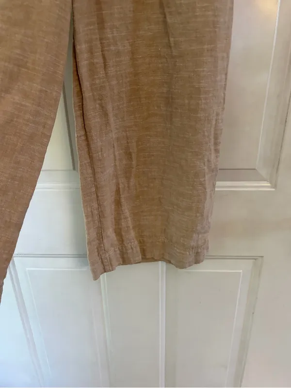 Ella Moss Kaki Color Linen Blend Wide Leg Pants M EUC Beach Vacation Travel Boho - Image 6