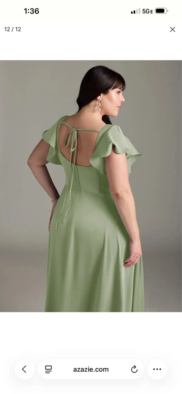 Azazie Bondi Stretch Satin Bridesmaid Dress dusty sage - Image 2