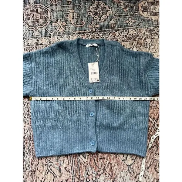 NA-KD Oversized Knitted Cardigan NWT Cozy Light Blue Chunky Sweater Size Small - Image 10