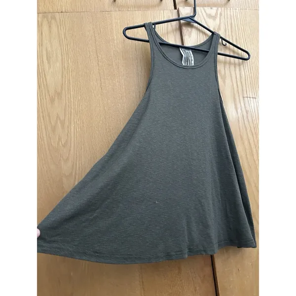 Free People Made in the USA Olive Green Ribbed Slub Knit Swing Tank Top Size M - Image 2