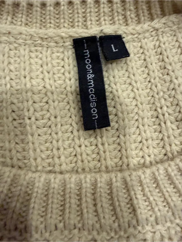 moon & madison Cream and Black Striped Scoop Neck Sweater - Image 3