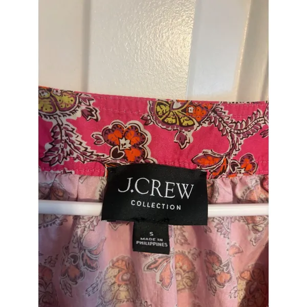 J. Crew Collection Midi Dress Floral Block Print Pink V-Neck‎ Long Sleeve Size S - Image 7
