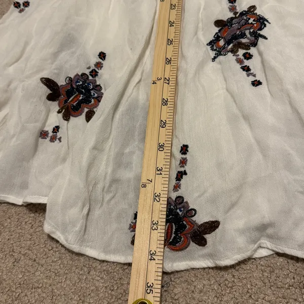 Free People Embroidered Oxford Mini Dress Size Large White Beach Boho - Image 10