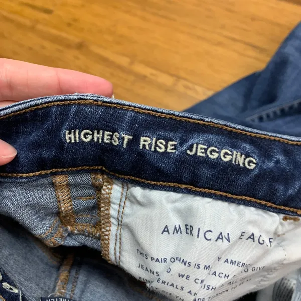 American Eagle Highest Rise Jeggings‎ Dark Wash Distressed Ripped Jeans Womens 4 - Image 7