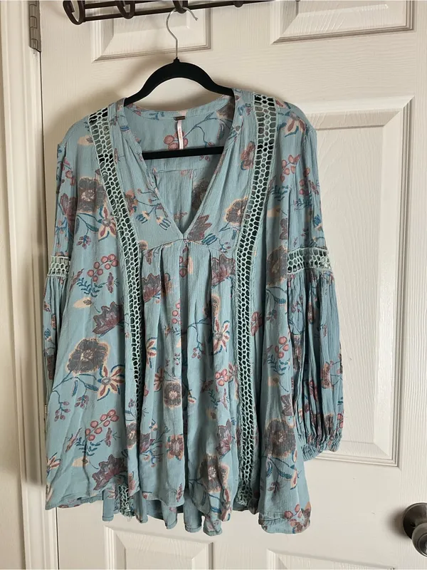Free People Just The Two Of Us Floral Crochet Tunic Mini Dress XS - Image 2