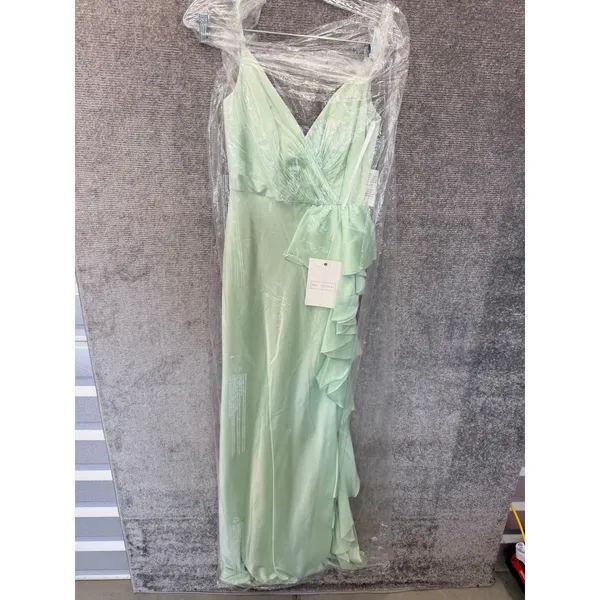 Mac Duggal Gown Womens 4‎ Mint Green Ruffle Side Slit Satin Formal Dress 26543L - Image 5