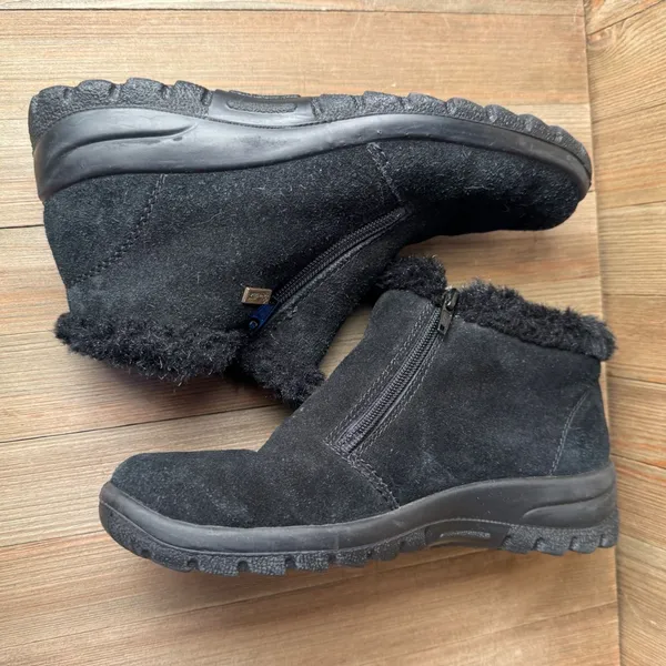Rieker Tex Sz 38 Waterproof‎ Suede Leather Winter Ankle Boots Zip Faux Fur Black - Image 9