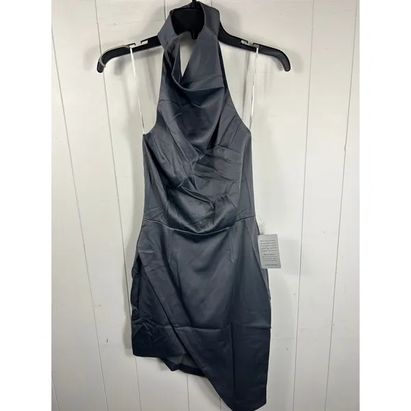 Elliatt X Revolve Camo Asymmetric Satin Cocktail Dress in Charcoal. Size XS. NWT - Image 4