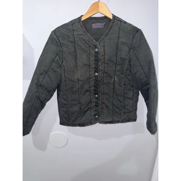 RAG &‎ BONE Liner Quilted Slub Cotton Canvas Jacket Army Green Size Small Boho - Image 2