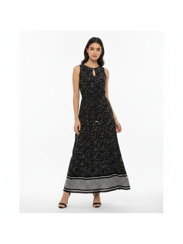 Michael Kors Nora Maxi Dress Sz S Black White Sleeveless Celestial Dark Romantic - Image 2