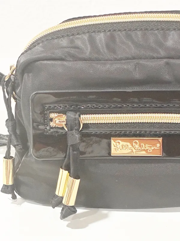 Lilly Pulitzer Liaden Crossbody with Gold Zipper Black Nylon‎ - Image 2
