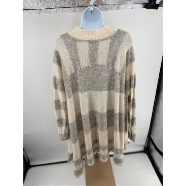 FREE PEOPLE Women's White Grey Striped Alpaca Blend Poncho Size XS/Small - Image 8