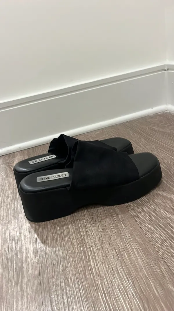 Steve Madden Platform Sandals Black Espadrille - Image 2