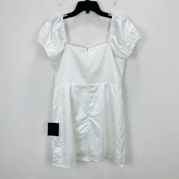 Lulus Adorable Poise White Pearl Puff Sleeve Mini Dress Satin Party Large NWT - Image 8