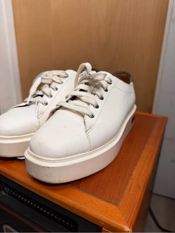Paolo Women’s White Platform Sneakers - Chunky Casual Lace-Up Shoes. Size: 7.5 - Image 4