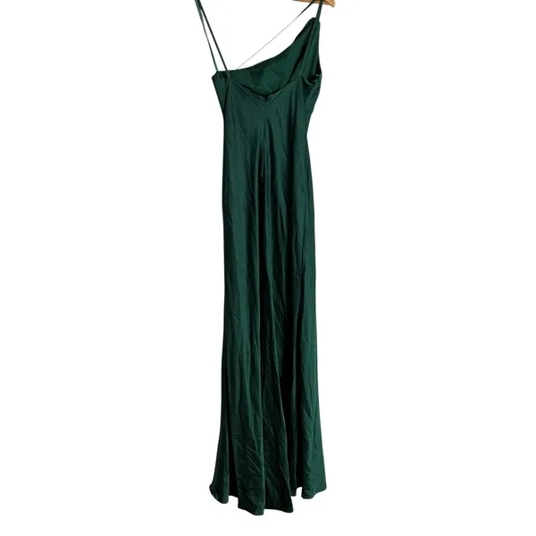 Mac Duggal Emerald Green Long One Shoulder Satin Formal Prom Gown Size 0 - Image 10