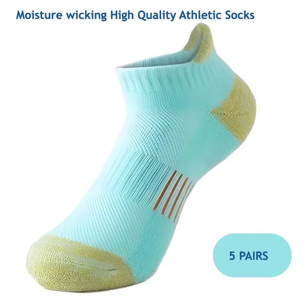 Quality Unisex Athletic Tab Socks 5 Pairs Low Cut Colorful Casual One Size NEW - Image 2