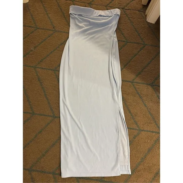 PRETTYGARDEN NEW Lined Bodycon Side Slit Strapless Ribbed Maxi Dress M - Image 3