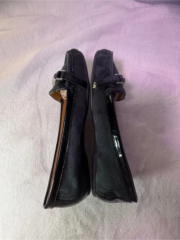 Coach Black Signature Canvas Slip-On Loafers with Metal Trim - Image 7