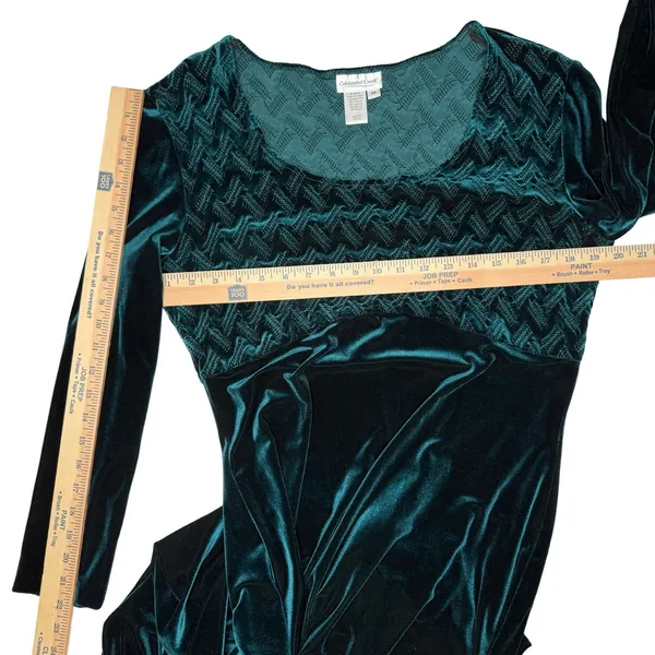 VTG Coldwater Creek Velvet Maxi Dress M Emerald Whimsigoth Renaissance Romantic - Image 7