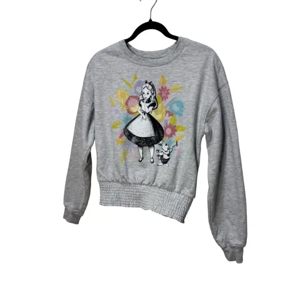 Disney Women's Alice Wonderland Graphic Crewneck Sweatshirt Heather Gray M - Image 3