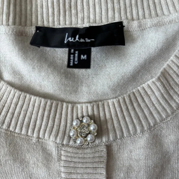 Lulus Beyond Sweet Heathered Beige Pearl Pleated Mini‎ Sweater Dress Sz M - Image 5