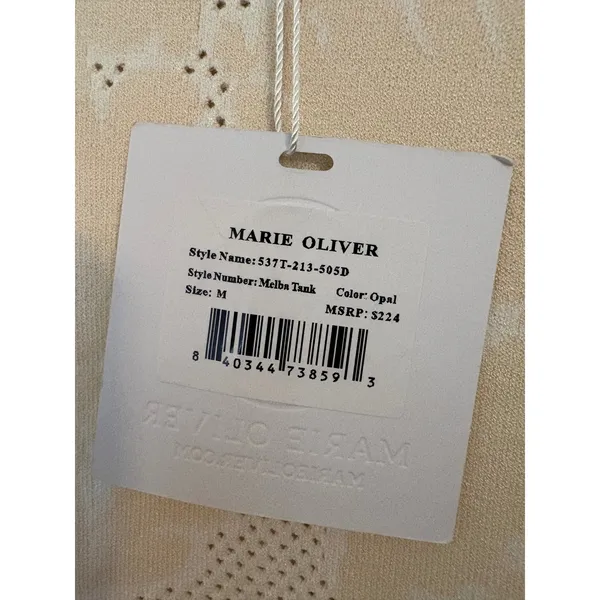 Marie‎ Oliver Melba Tank Opal Damask Jacquard Pointelle Knit Top M - Image 5