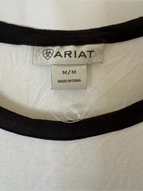 Ariat White Short-Sleeve Ringer Tee with Bull Skull Graphic - Image 2