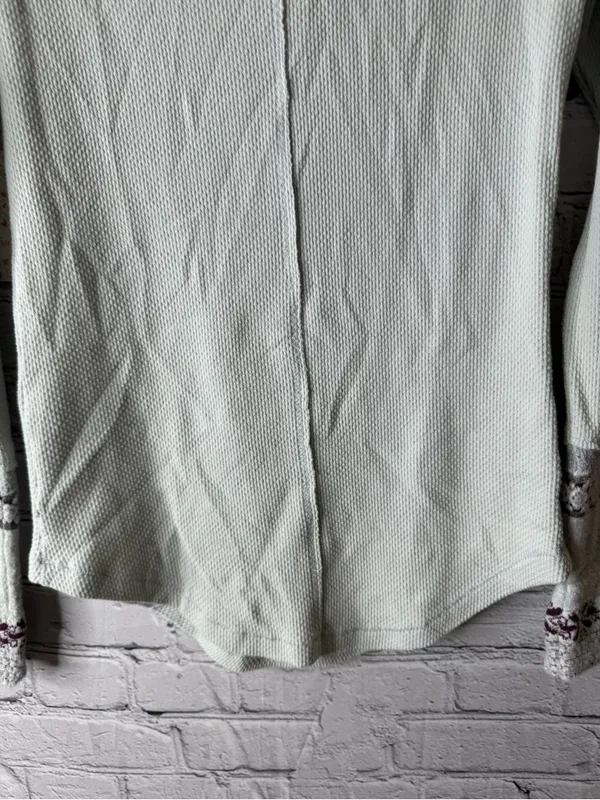 NWT Free People Sage Green Thermal Long Sleeve with Embroidered Cuffs large - Image 5