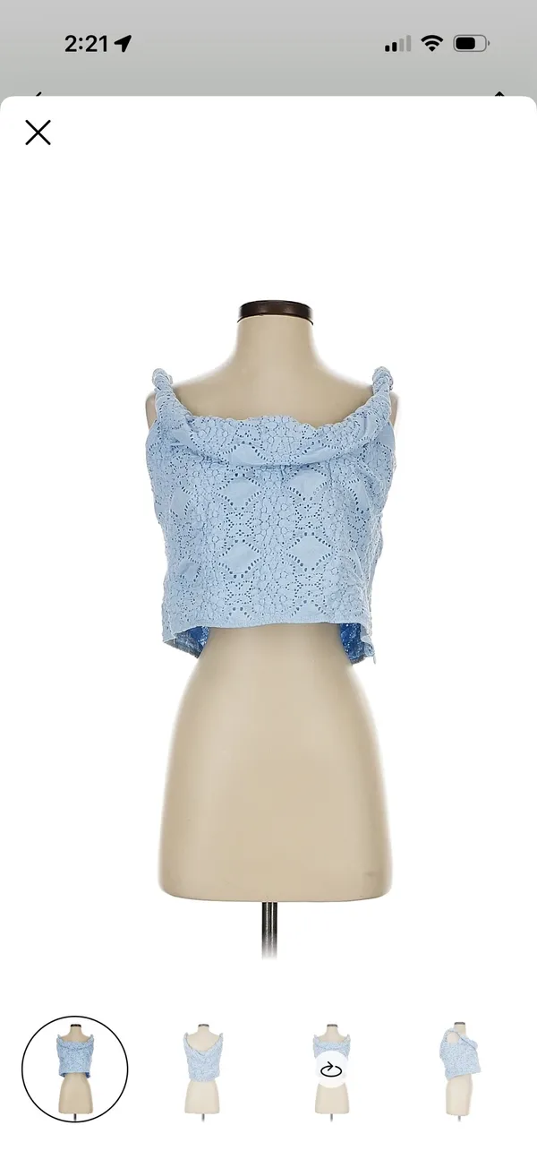 Peppermayo Diamond Sky Blue off the shoulder crop top - Image 3