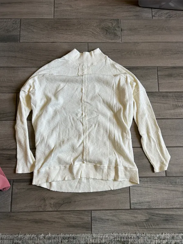 We The Free Cream Ribbed Mock Neck Sweater - Image 4