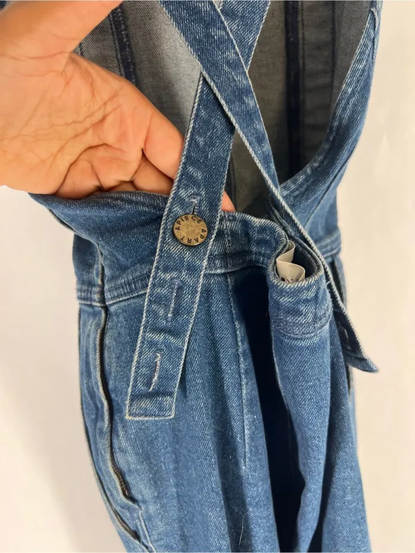 Apiece Apart Carmen Denim Overalls Size 0 Blue Wide Leg Cross Back Jumpsuit - Image 5