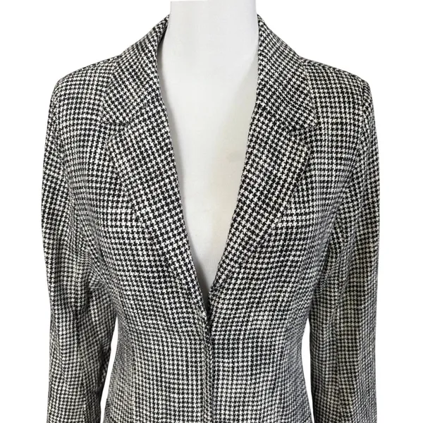 Abercrombie & Fitch A&F Black White Tweed Houndstooth Blazer Dress Size S Preppy - Image 2