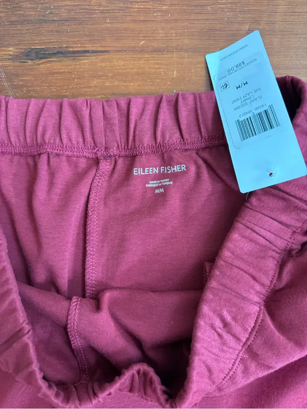 NWT Eileen Fisher Organic Cotton Pull On Lazy Pant Cranberry Sz M 💛🍄 - Image 8