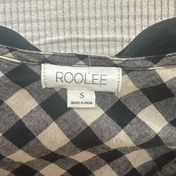 Roolee Black and White Checkered Dress with Floral Embroidery - Image 4