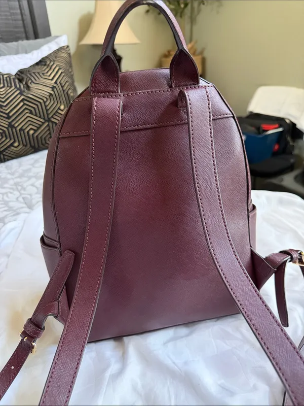 Michael Kors Plum Saffiano Mini Backpack with Gold Stud Hearts - Image 2
