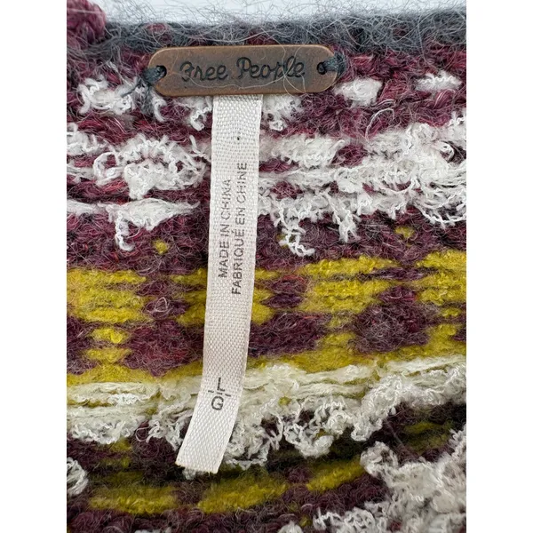 Free People Baltic Fair Isle Knit Sweater Large Gray Alpaca Mohair Blend - Image 6