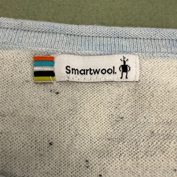 Smartwool Merino Wool Colorblock High-Low Knit Top Blue Cream SW016487 - Image 2