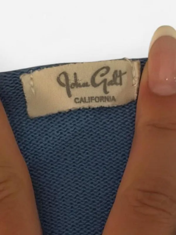 John Galt blue long sleeve crop top off the shoulder oversized #johnGalt #cropped - Image 3