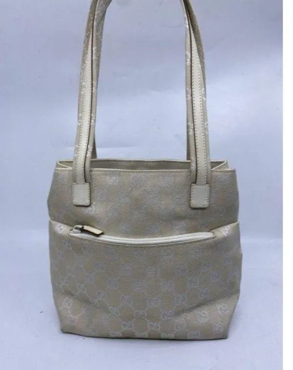 gucci vintage white jacquard fabric shoulder bag - Image 2