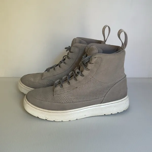 Dr. Martens Kamar Suede High Top Sneakers Women’s 8 Gray Taupe Perforated Boots - Image 2