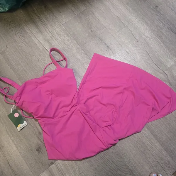 Halara NWT Backless Pink Midi Dress With Adjustable Straps & Ruched Details Size - Image 5