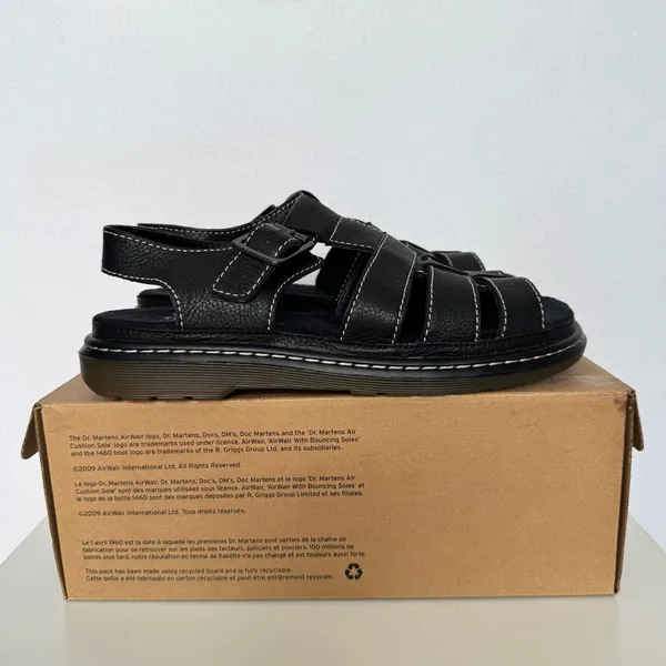 2014 Dr. Martens Carolyn 15699001 Black Leather Fisherman Sandals US 8 Box - Image 5
