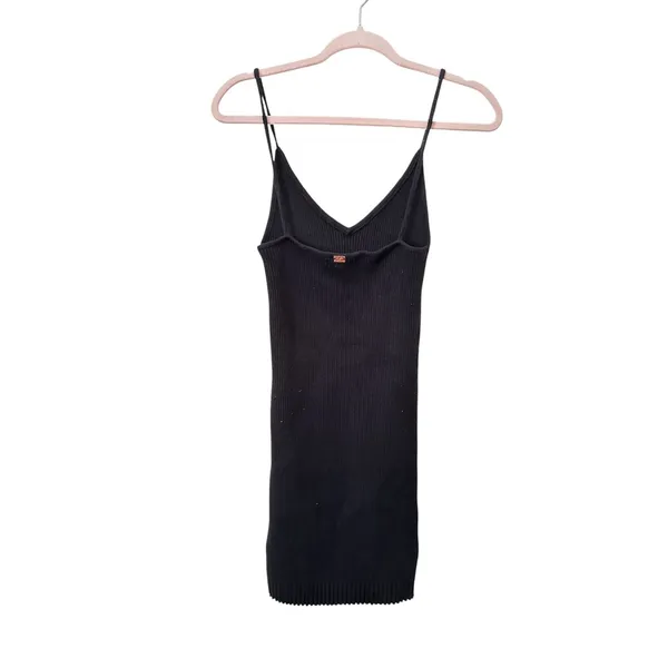 FOR LOVE AND LEMONS Knitz Simone Ribbed Knit Mini Dress Black Medium - Image 3