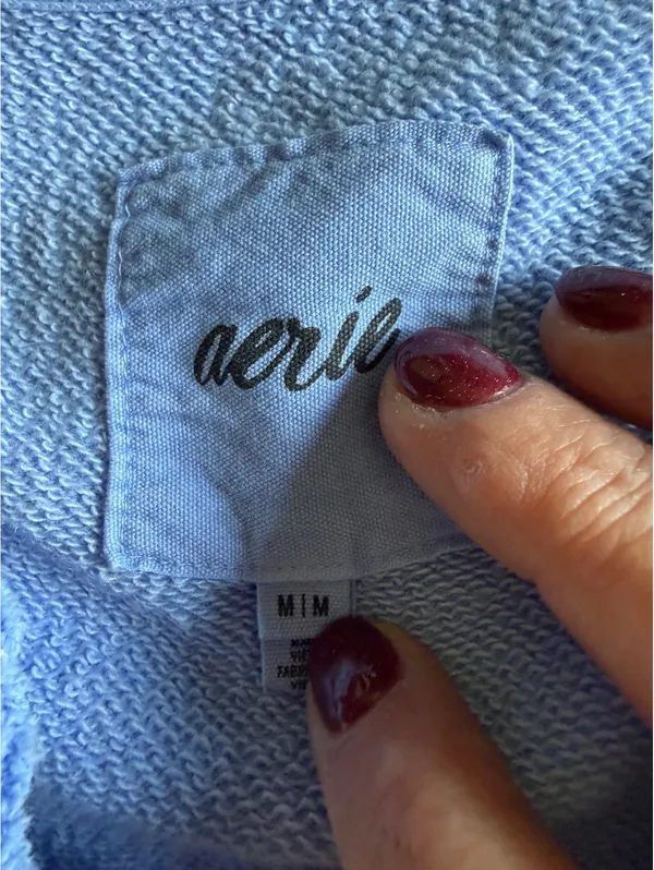 Aerie Light Blue Lace-Up Sweatshirt, Medium - Image 4