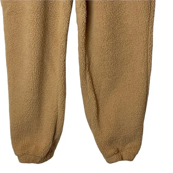 Blank NYC Tan Camel Teddy Bear Sherpa‎ Fleece Elastic Waist Jogger Pants Size M - Image 5
